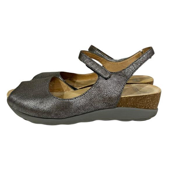 Dansko Marcy Metallic Pewter Women’s Sandal Peep Toe Ankle Strap Sz 41 (11 US) - Picture 4 of 10